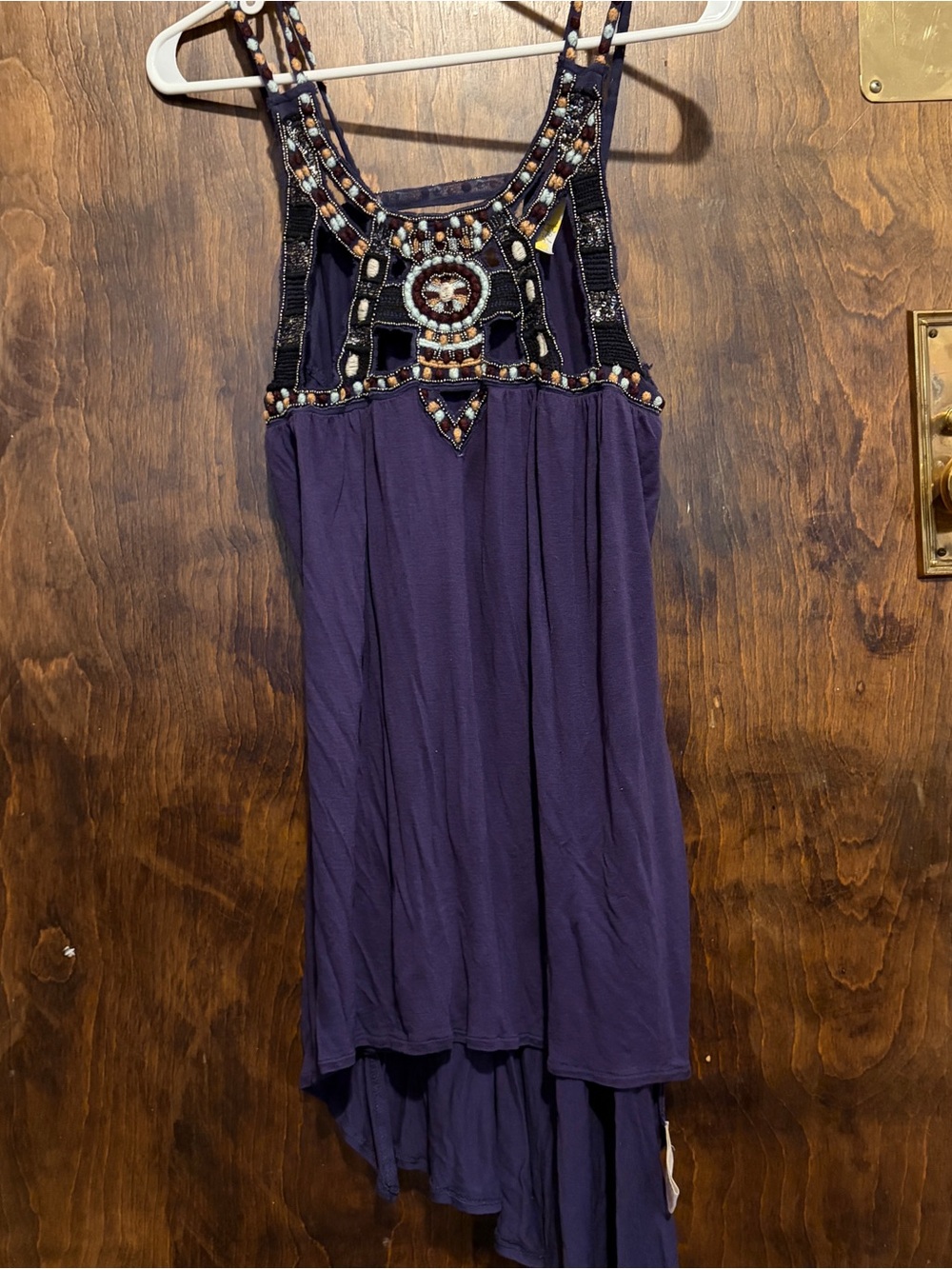 Free People Purple Beaded Tank Top